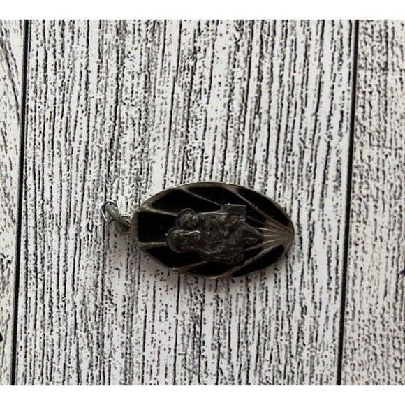 Vintage St Joseph Pendant Medal Black Silver Catholic Religious Go to Joseph 1" - Picture 2 of 4